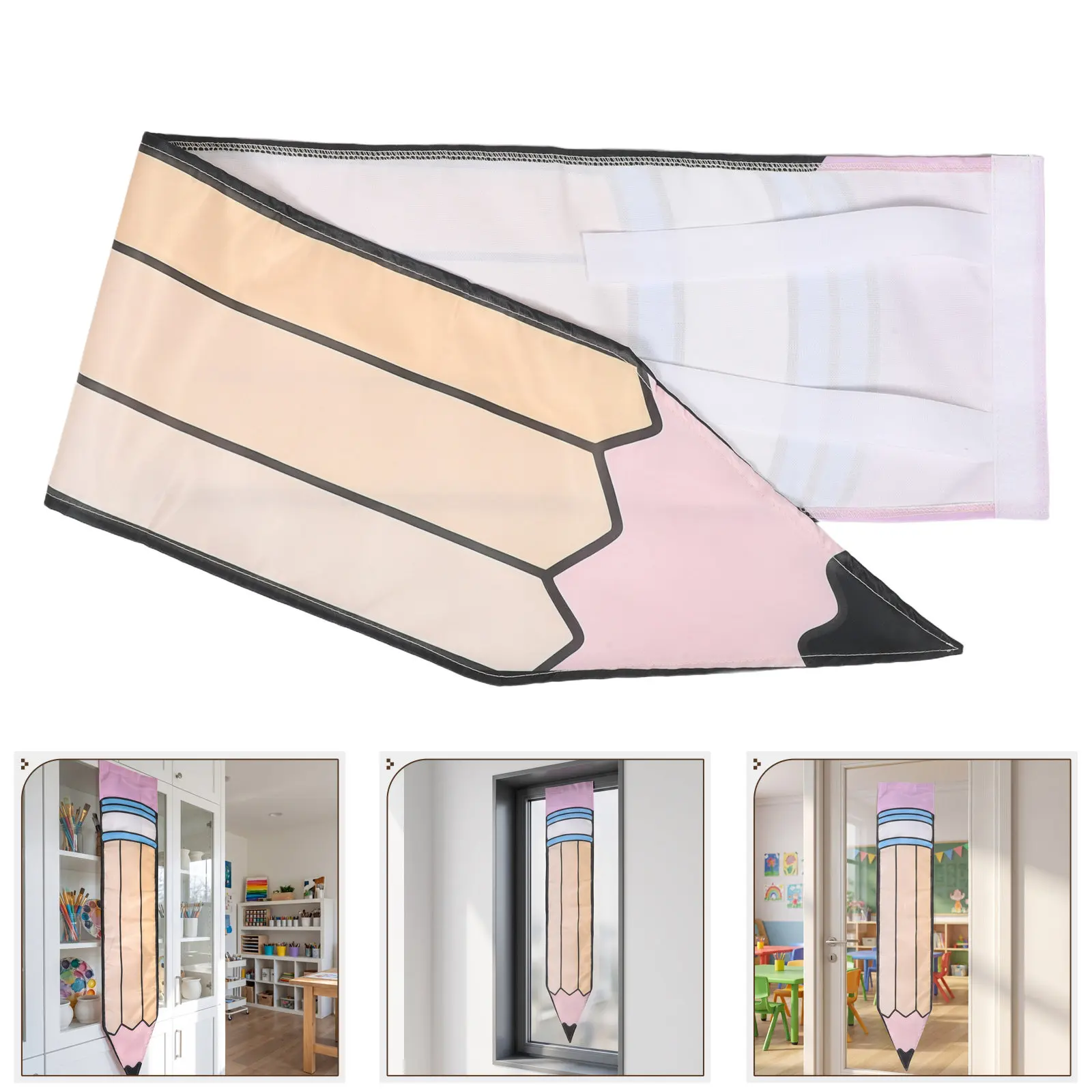 Pencil Shape Door Window Cover Blackout Lockdown Curtain Removable Light Blocking School Classroom Nursery Window Shade