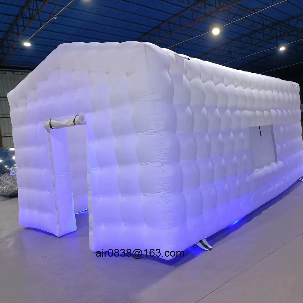 White Black Inflatable Nightclub Tent With Windows Lighting Night Club Cube Disco Music Bar Tent Wedding Photo Booth For Event