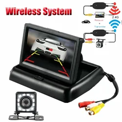 Bileeko Wireless 4.3inch Car Reversing Camera Kit Back Up Car Monitor LCD Display HD Car Rear View Camera Parking System