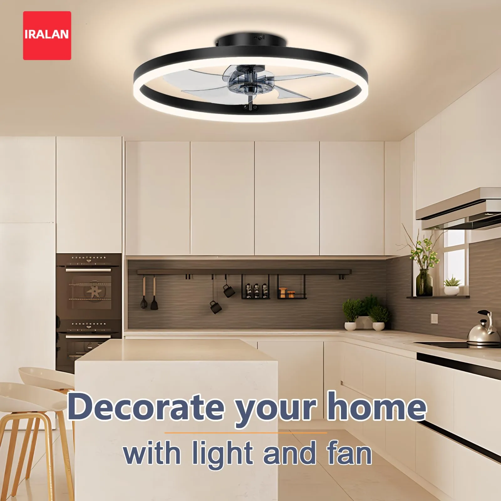 

Потолочный вентилятор-люстра 20 дюймов со светодиодной подсветкой и диммером, бесшумный электрический вентилятор для дома с низким уровнем шума, декоративный.