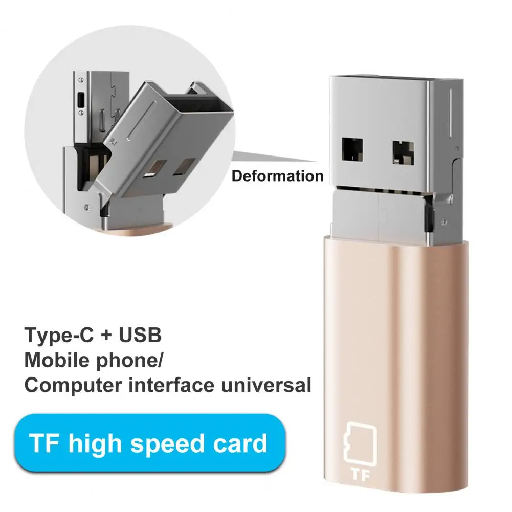 Card Reader High Speed USB-C Card Reader No Driver Required OTG Card Reader Universal Smart 2-in-1 SD TF Memory Card Reader