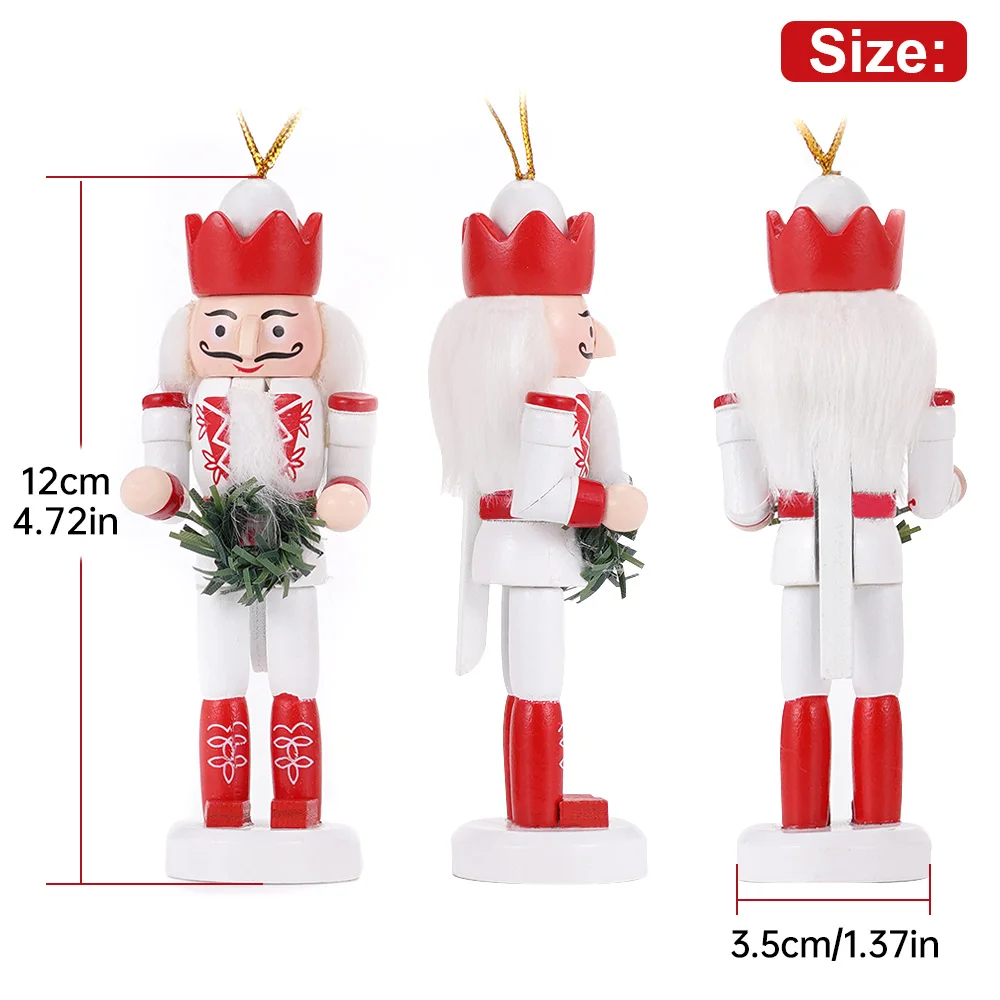 5 Stuks Notenkraker Soldaat Kerstboom Hangende Hangers Set Houten Pop Creatieve Mini Handwerk Cadeau Versiering Huisdecoratie