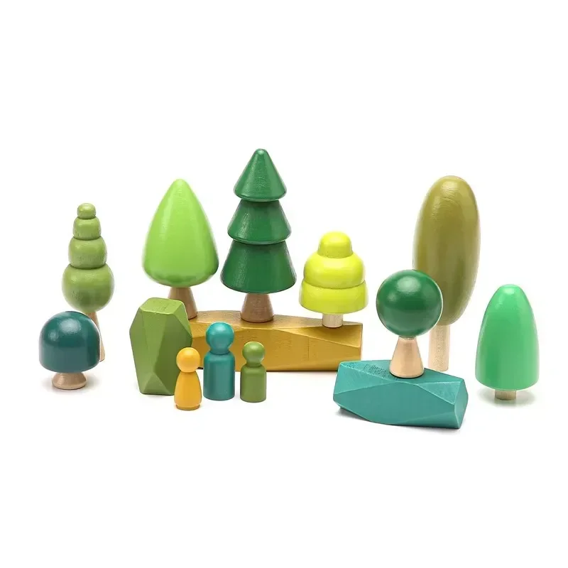 1Set Wooden Natural Simulation Tree Wooden Toys for Children Montessori Game Educational Toy Baby Room Decoration Baby Gifts