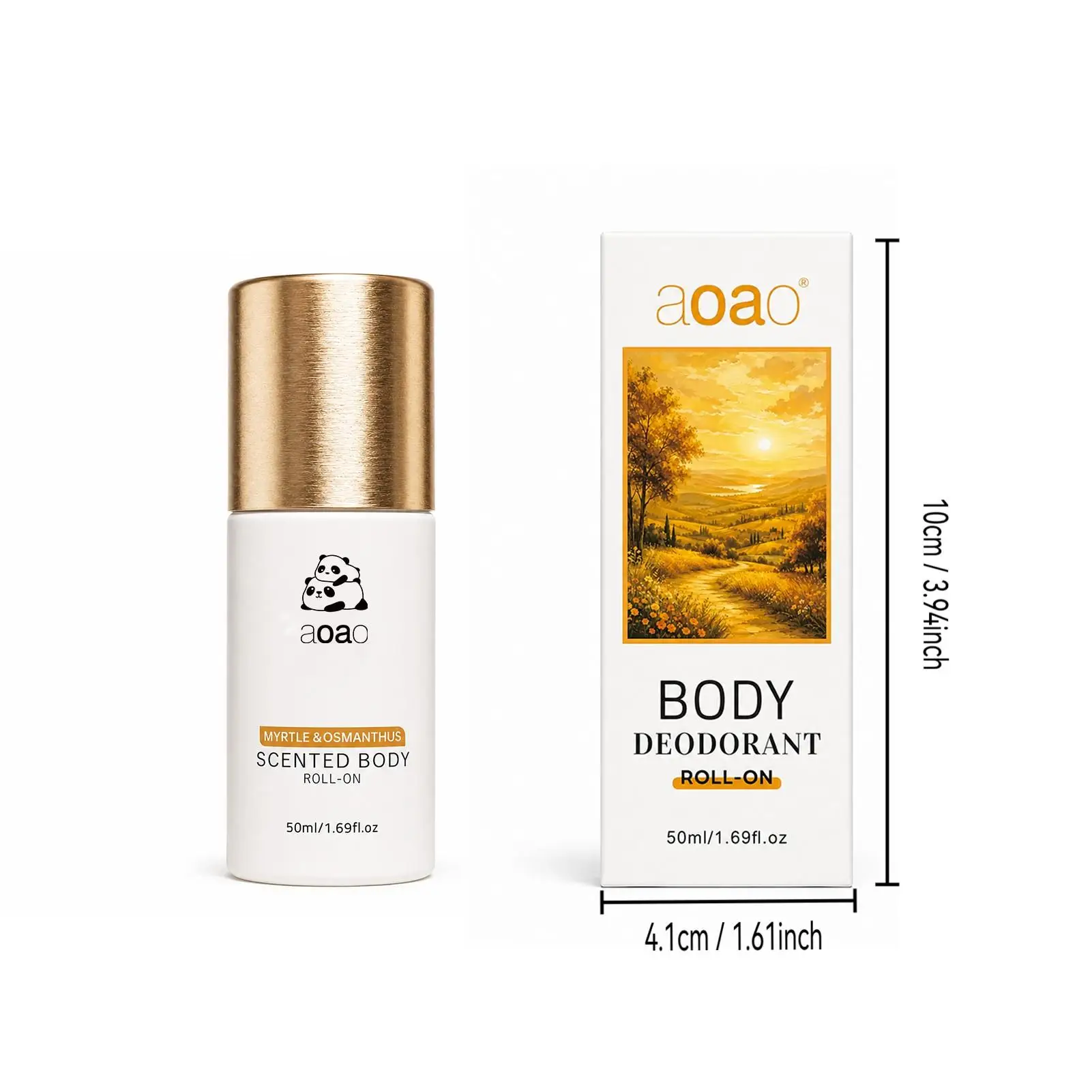 White Tea Amber Scented Body Roll-On 50ml Long Lasting Light Fragrance Underarm Refreshing Deodorant Roller for Women Men