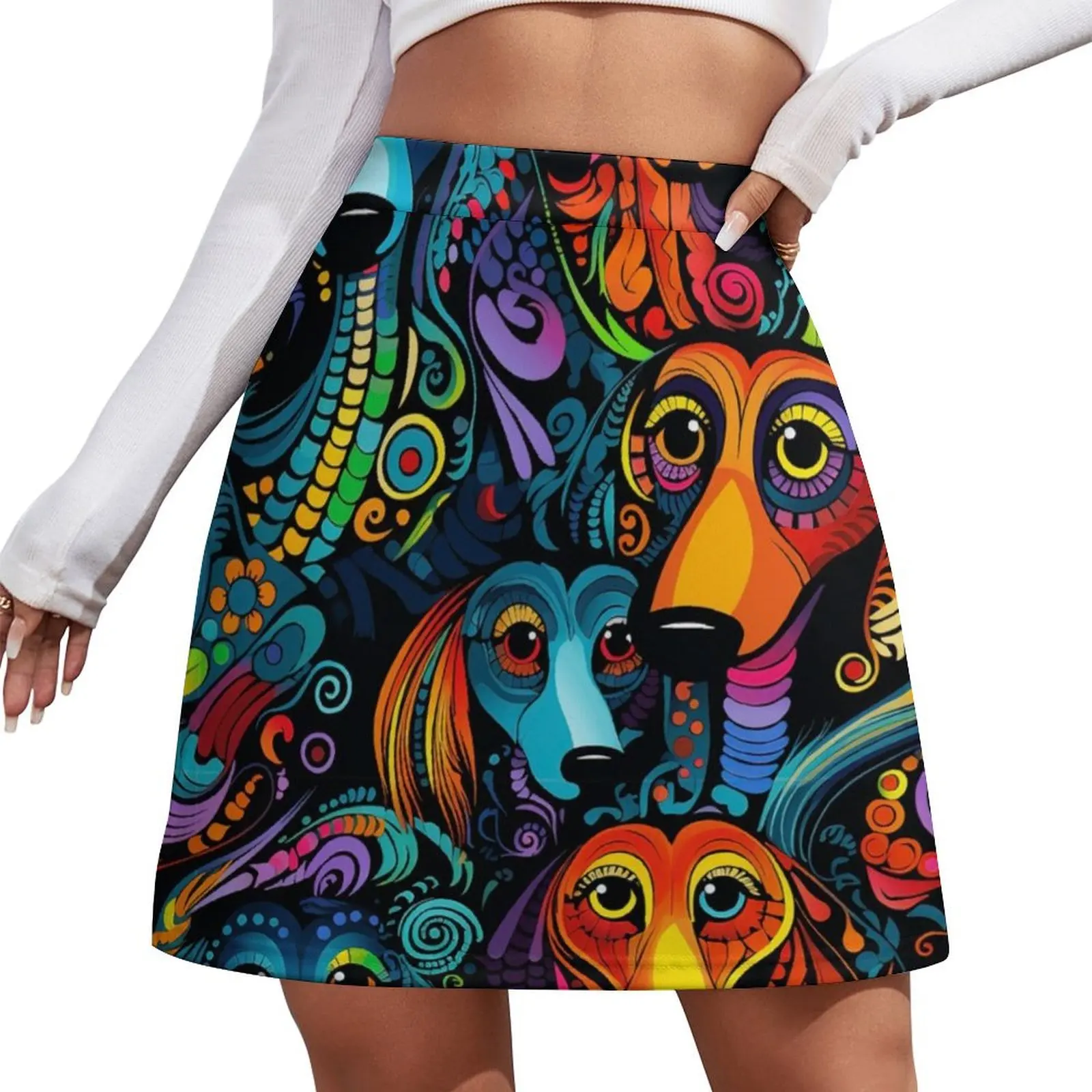 

Whimsical Dachshunds Mini Skirt Summer dress Woman short skirt chic and elegant woman skirt