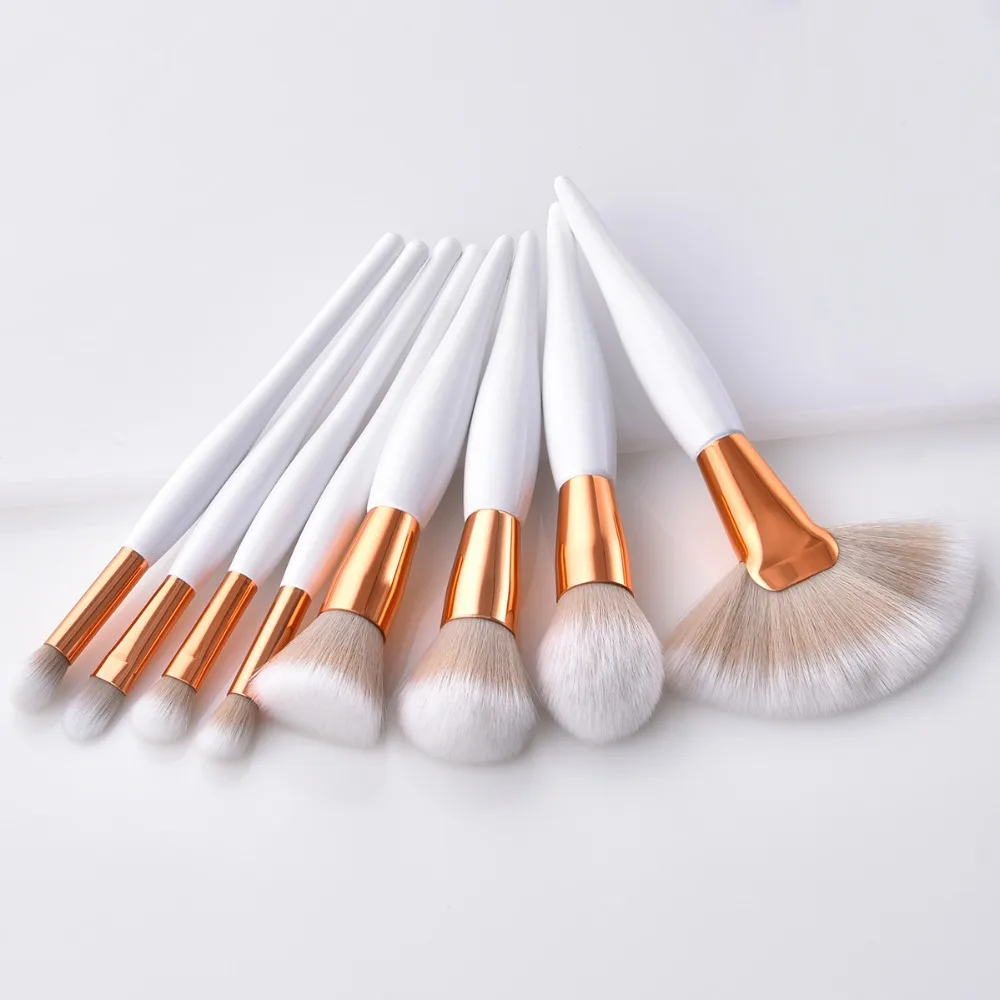 8 pcs/set makeup brush kit soft synthetic head wood handle brushes fan flat brush set for women eyeshadow facial make up