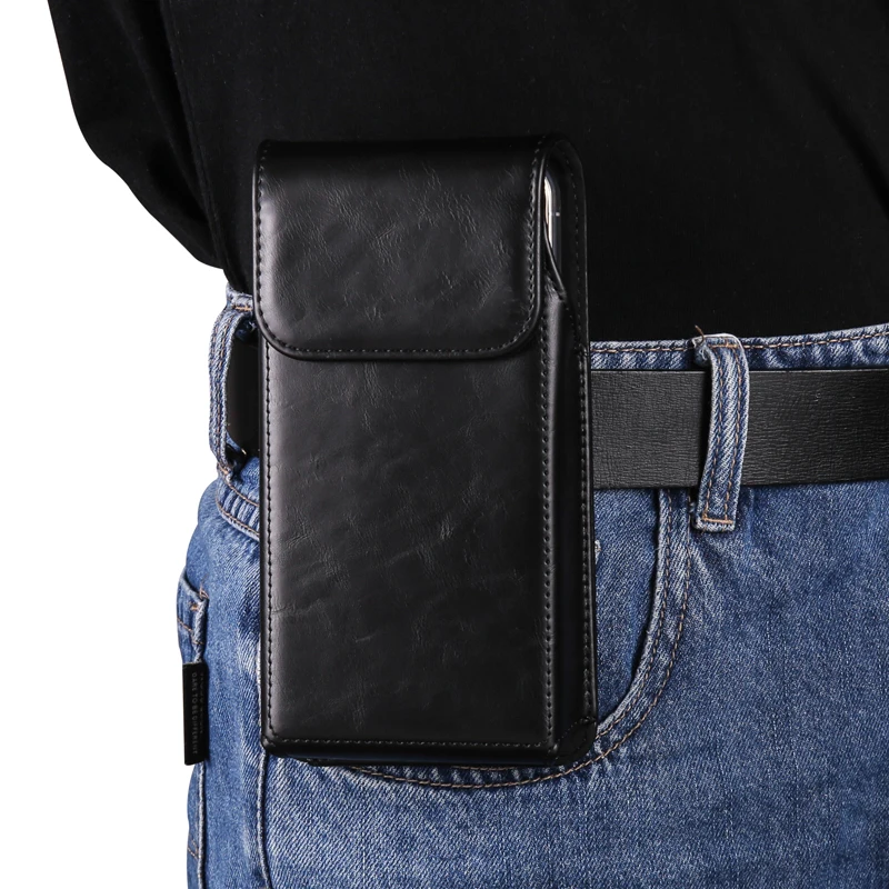 Luxury Cow magnetic Leather Belt Clip Phone Case Men Travel Waist Bag For iPhone  Samsung Xiaomi Smart phone Holster Pouch Cover