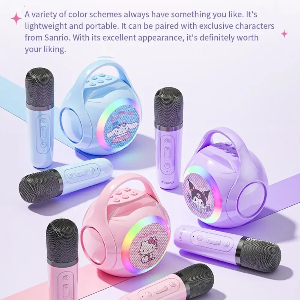 

New Sanrio Kuromi Bluetooth Audio Microphone Integrated Kawaii Hello Kitty Home Outdoor Portable Cute Small Speaker Girls Gift