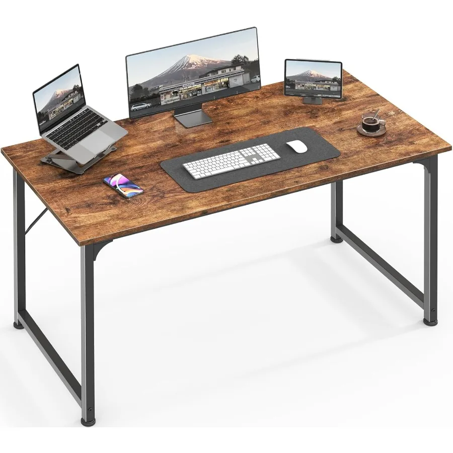 40 Inch Computer Desk for Home Office and Study Modern Simple Gaming Desk with Storage Large Legroom Metal Frame Rustic Brown F