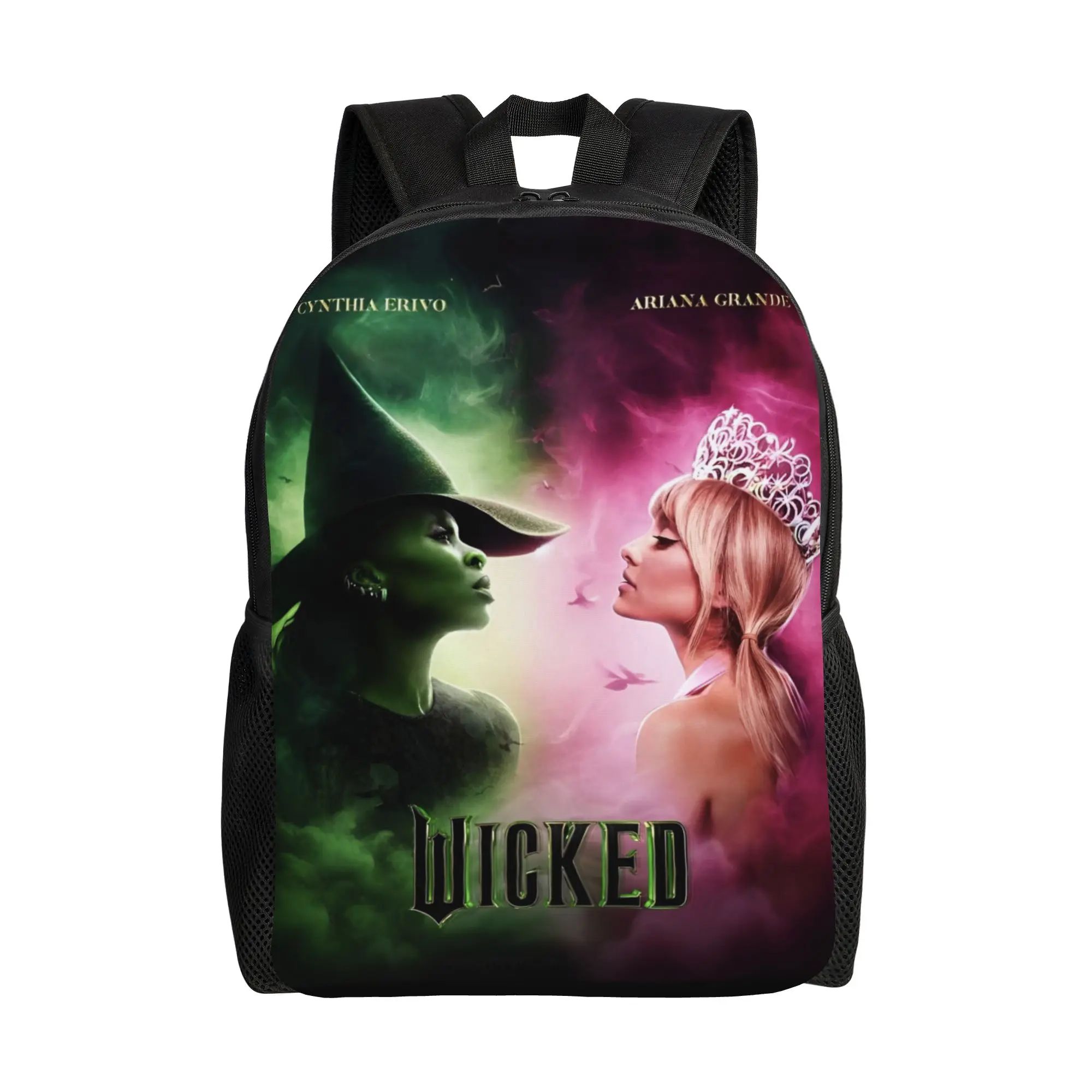 

Рюкзак Wicked Elphaba & Glinda для мужчин и женщин, стильный, для старшей школы, походов, путешествий, повседневный, с принтом из фильма «Волшебники страны Оз», для ноутбука, холщовый, спортивный