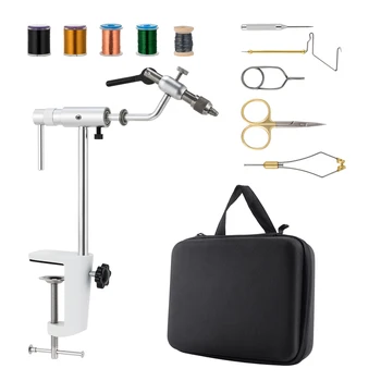 회전식 플라이 타이 바이스, 받침대 베이스, 플라이 타이 도구, 플라이 만들기 도구, C 클램프 마운트, 송어 연어 낚시용 표준 턱