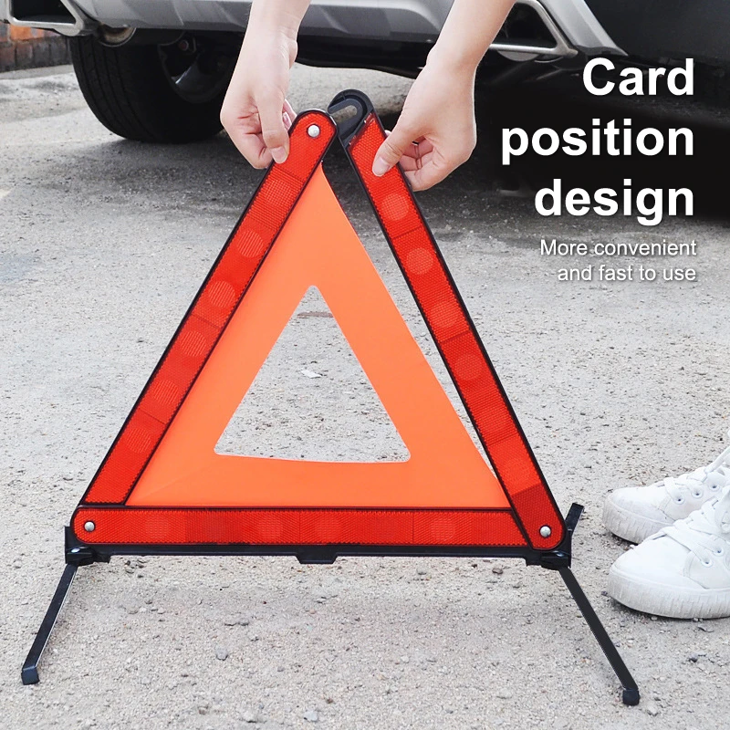 Car Tripod Folded Stop Sign Reflector Car Emergency Breakdown Warning Tool Triangle Red Reflective Safety Hazard Car Accessories