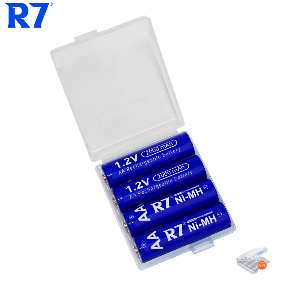 Batteria R7 AA 2000mAh 1.2V AA batteria ricaricabile nimh batterie aa con caricabatteria Smart 1.2V NIMH AA AAA