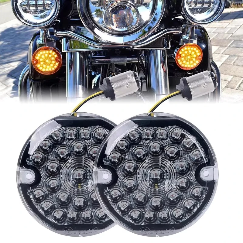 

For Harley Road King Electra Glide Ultra Classic 3 1/4 Inch LED 1157 Front/Rear Turn Signals Smoked Lens Brake Running Light