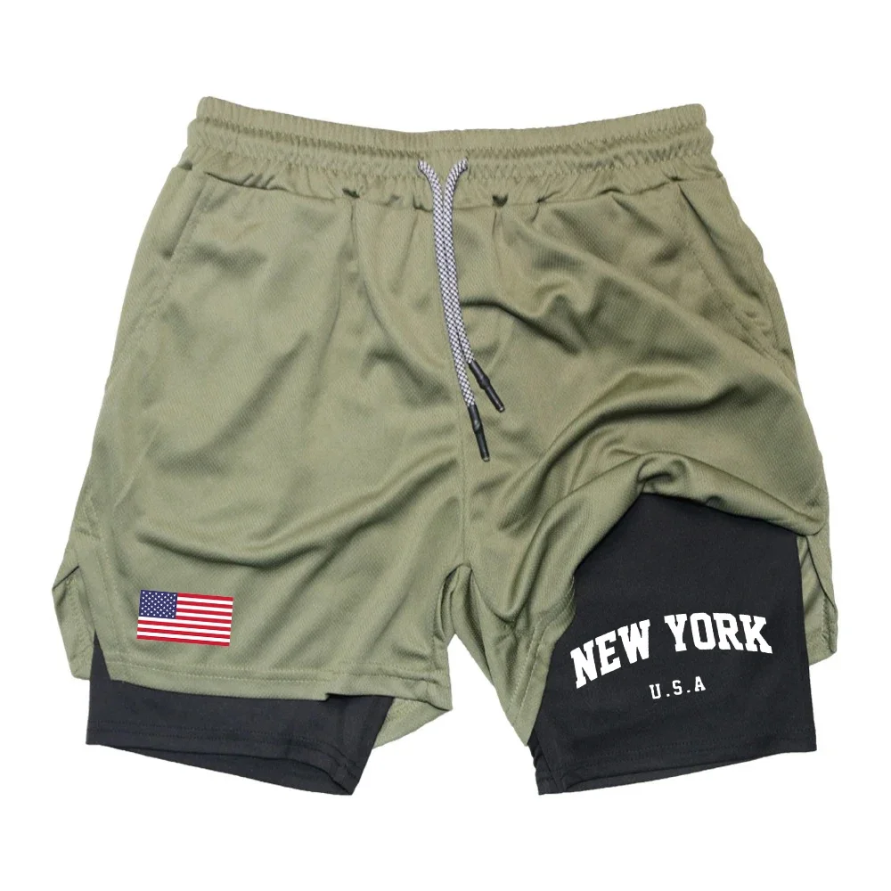 

Летние спортивные шорты для бега на открытом воздухе — двухслойные эластичные быстросохнущие шорты для занятий спортом и фитнесом