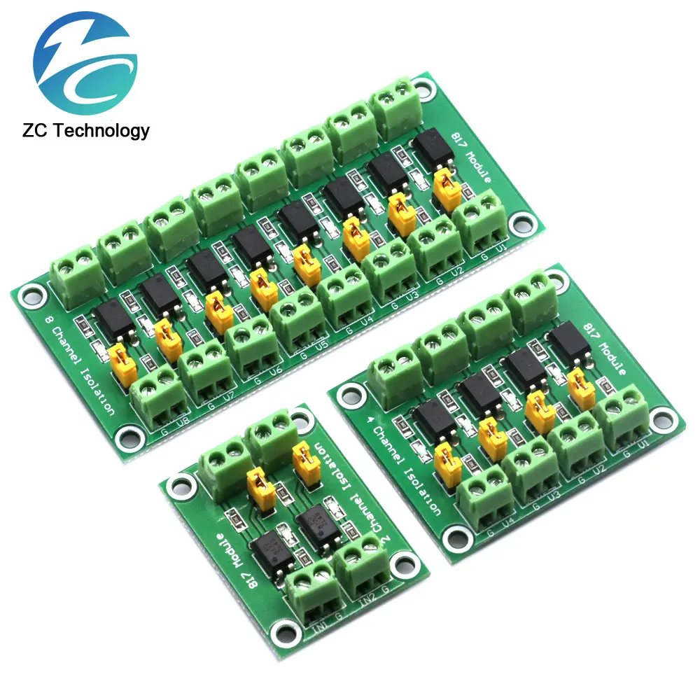 PC817 1 2 4 8 Channel Optocoupler Isolation Board Voltage Converter Adapter Module 3.6-30V Driver Photoelectric Isolated Module