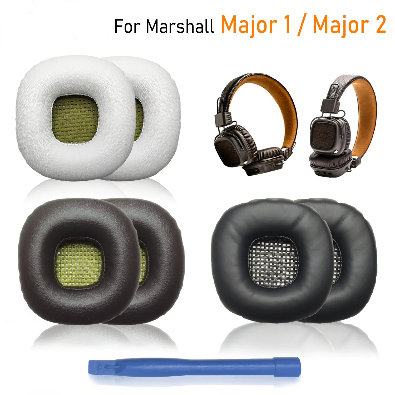 Almohadillas de repuesto para auriculares Marshall Major 1 2, funda de cojín Major II I, piezas de reparación de almohadillas de espuma, 2 uds.