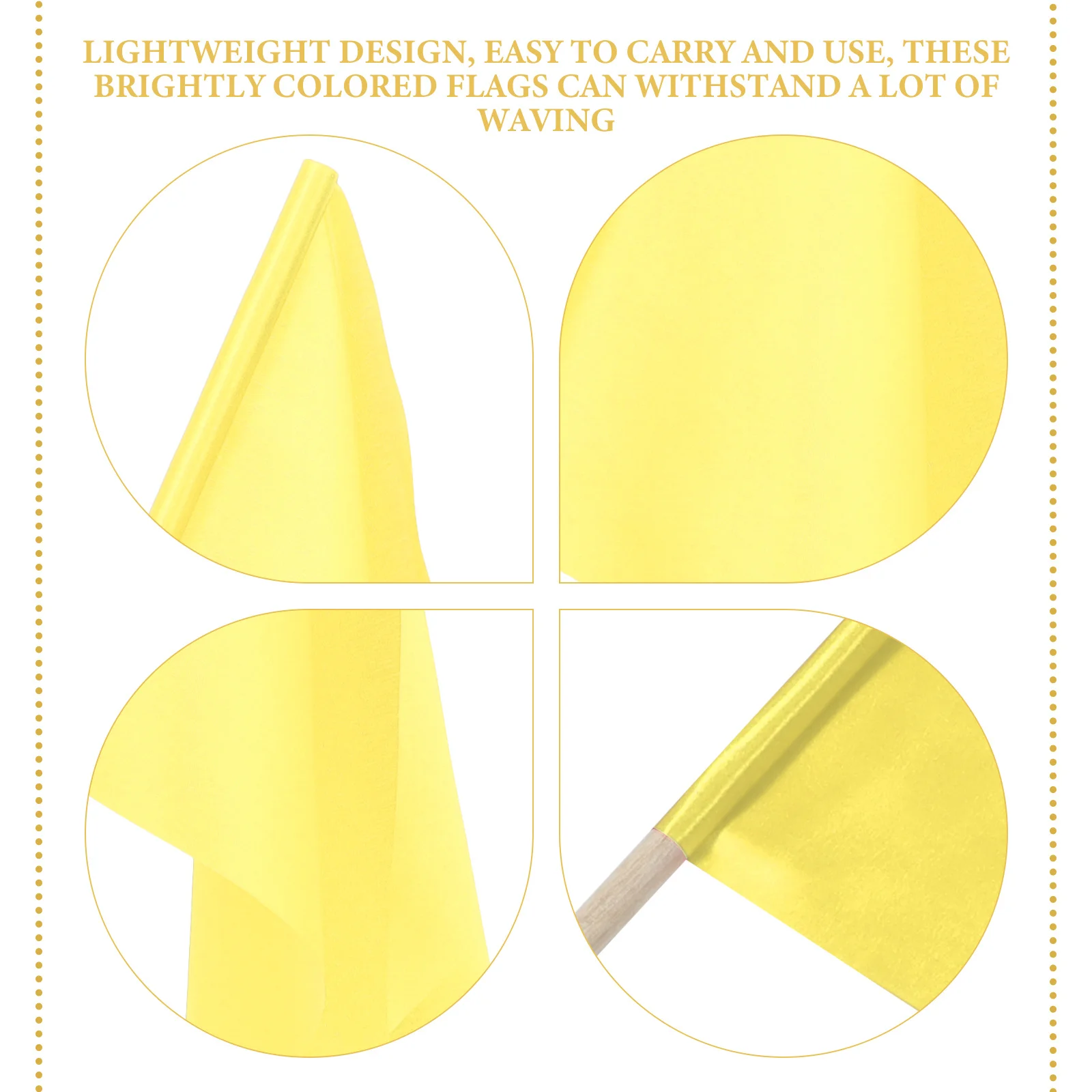 4pcs Yellow Referee Hand Soccer Football Signal Flags Sports Event Racing Party Competition Conducting Lightweight Durable Match