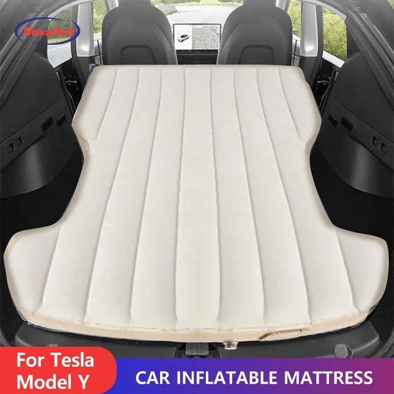 Tesla Model Y 2021-2025 용 NovaAcc 자동차 풍선 매트리스 공기 펌프가있는 주니퍼 여행 야외 캠핑 트렁크 에어