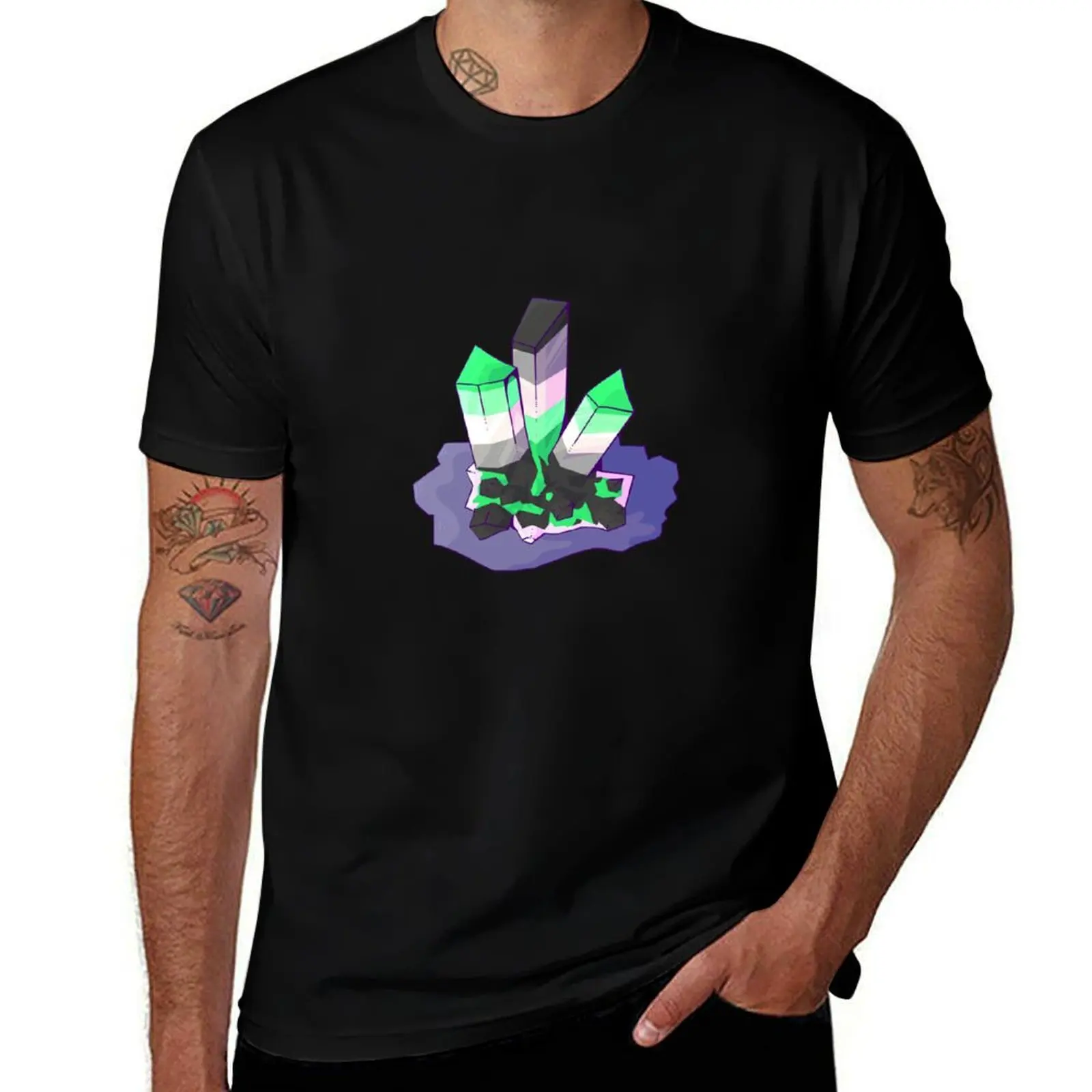 

Aromantic Pride Geode T-Shirt man t shirt cotton t shirt man plain T-Shirt