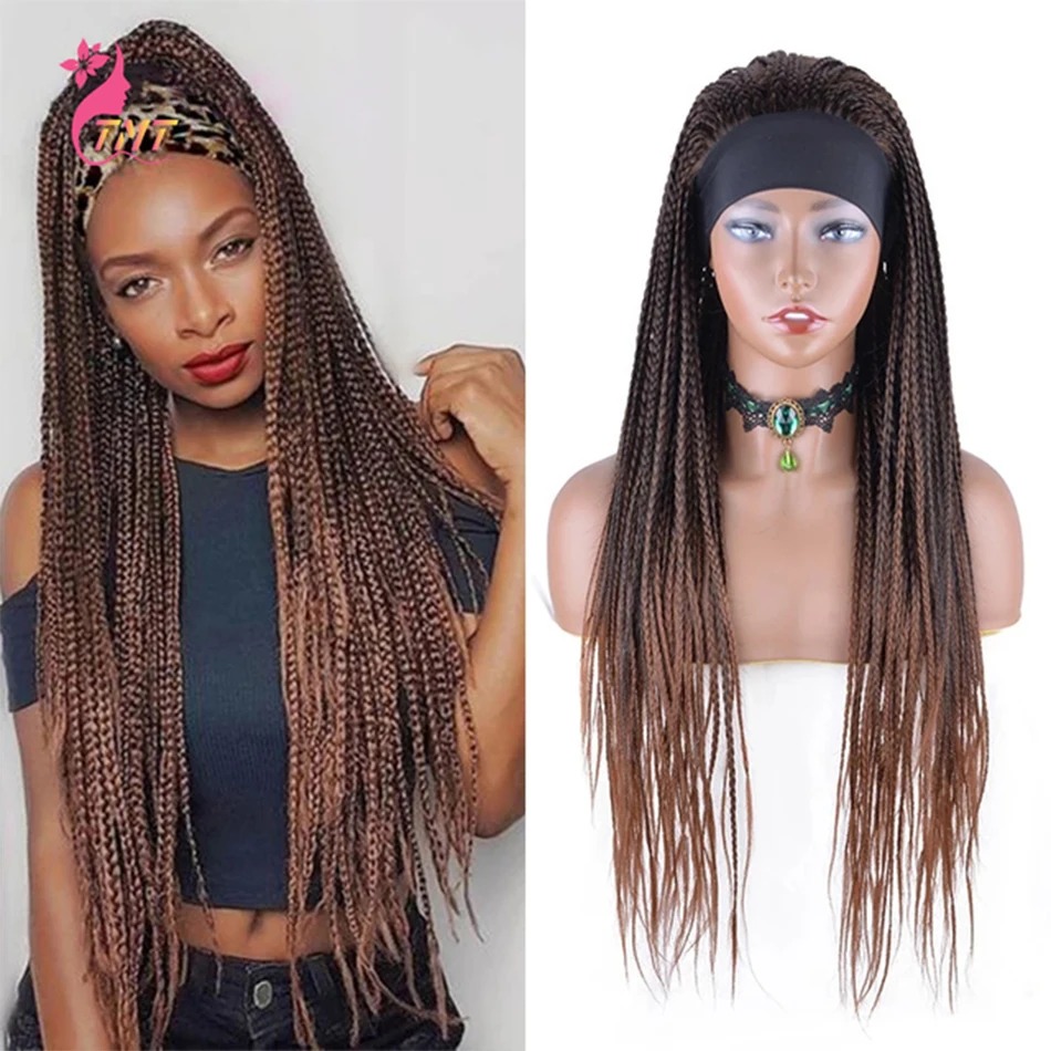 Black Box Braided Wigs Braids Wigs For Black Women Long Synthetic Hair Micro Braids African Replacement Hair Wig