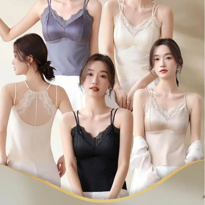 

Adjustable Satin Backless Lace Vest with Built-in Padded Inner Beauty Back Design Slim Fit Underwear for Men And Women