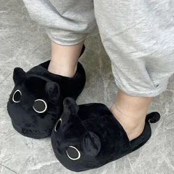 Cartoon Full Covered Cat Slippers Warm Winter Slides Soft Plush Doll Indoor Cute Anime Bedroom Shoes For Man Woman Home Use