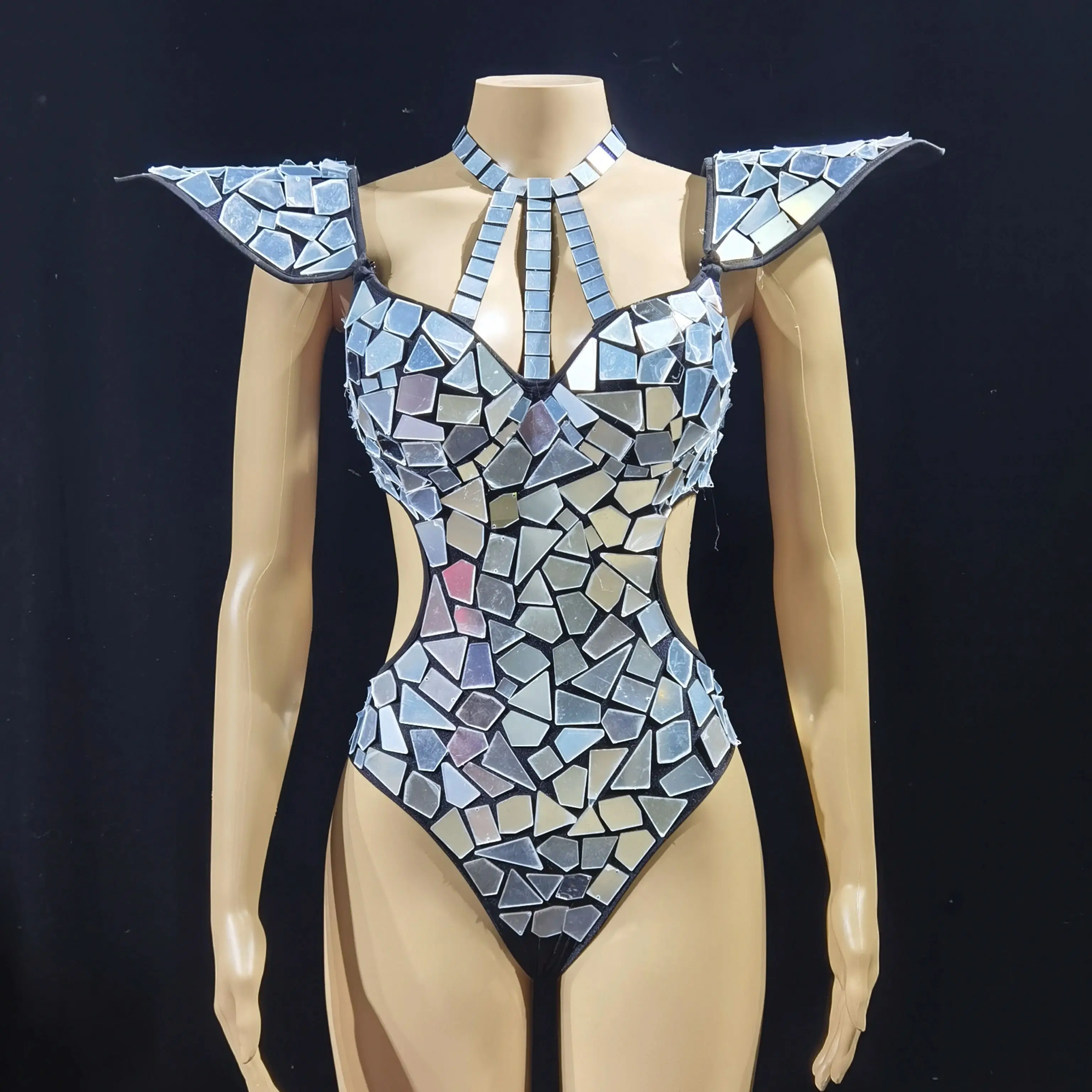 Bar Gogo Queen Style Bikini One-Piece Atmospheric Classy Silver Performance Costume Studio Performance Dance Costume