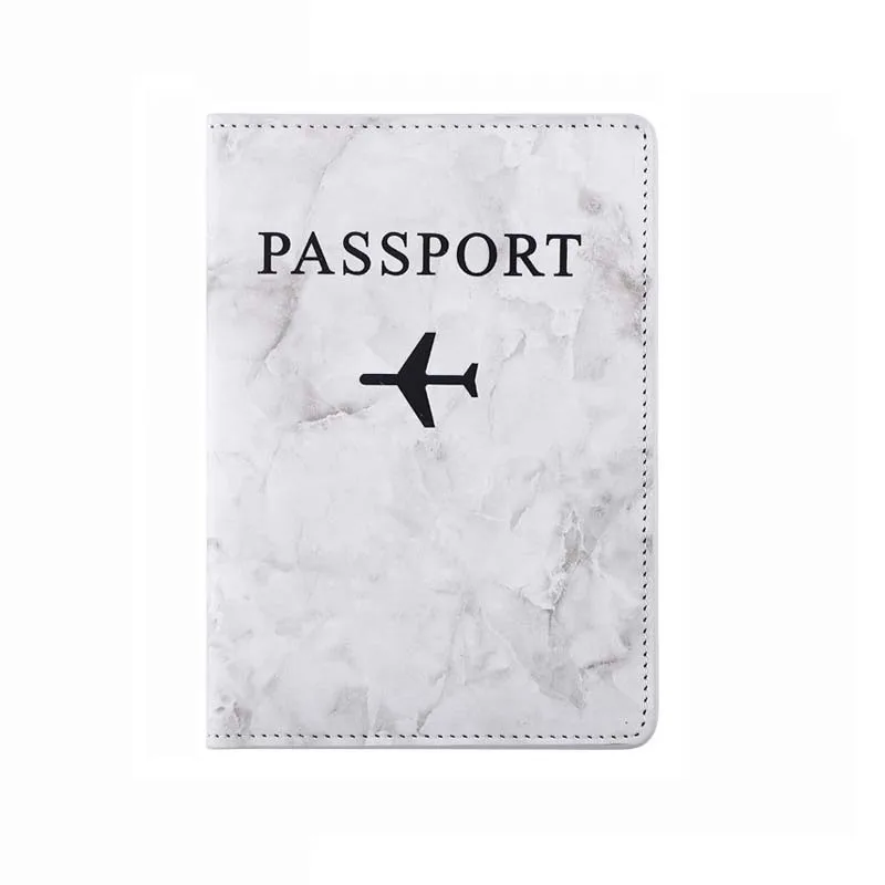 Cute Pink Women Men Passport Cover Pu Leather Marble Style Travel ID Credit Card Passport Holder Packet Wallet Purse Bags Pouch