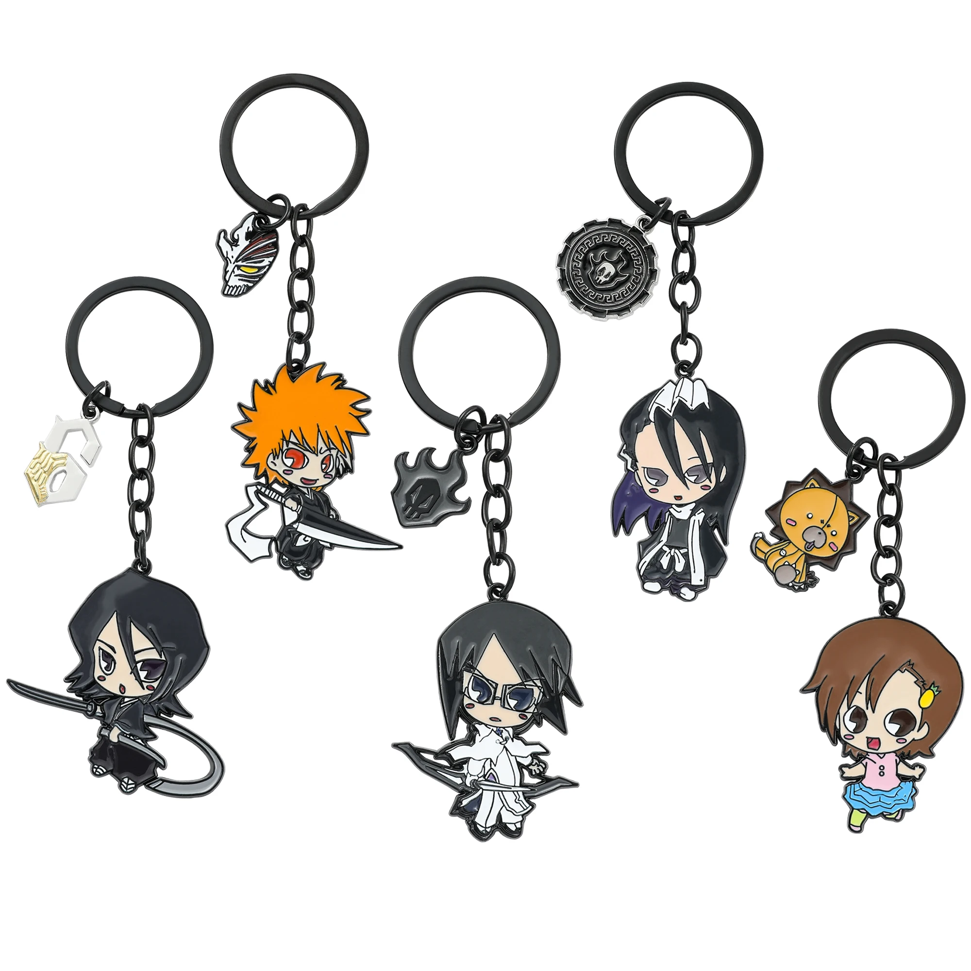 Anime Bleach Metal Keychain Kurosaki Ichigo Key Chain Keyring for Men Women Anime Accessories Car Key Ring Pendant Llaveros