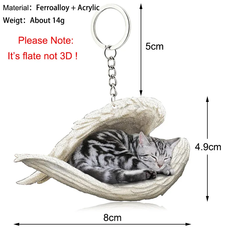 1 Piece 99 Style Dog And Cat Sleeping Angel Pendant Bag Key Chains Car Keychain Keyring Animal Pet Jewelry Gift For Women Girls