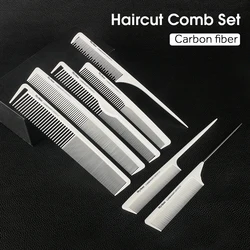 7Pcs Hairdressing Carbon Comb Professional Hairdresser Cutting Comb Anti Static Hair Comb Haircut Tools Barber Hair Styling Comb