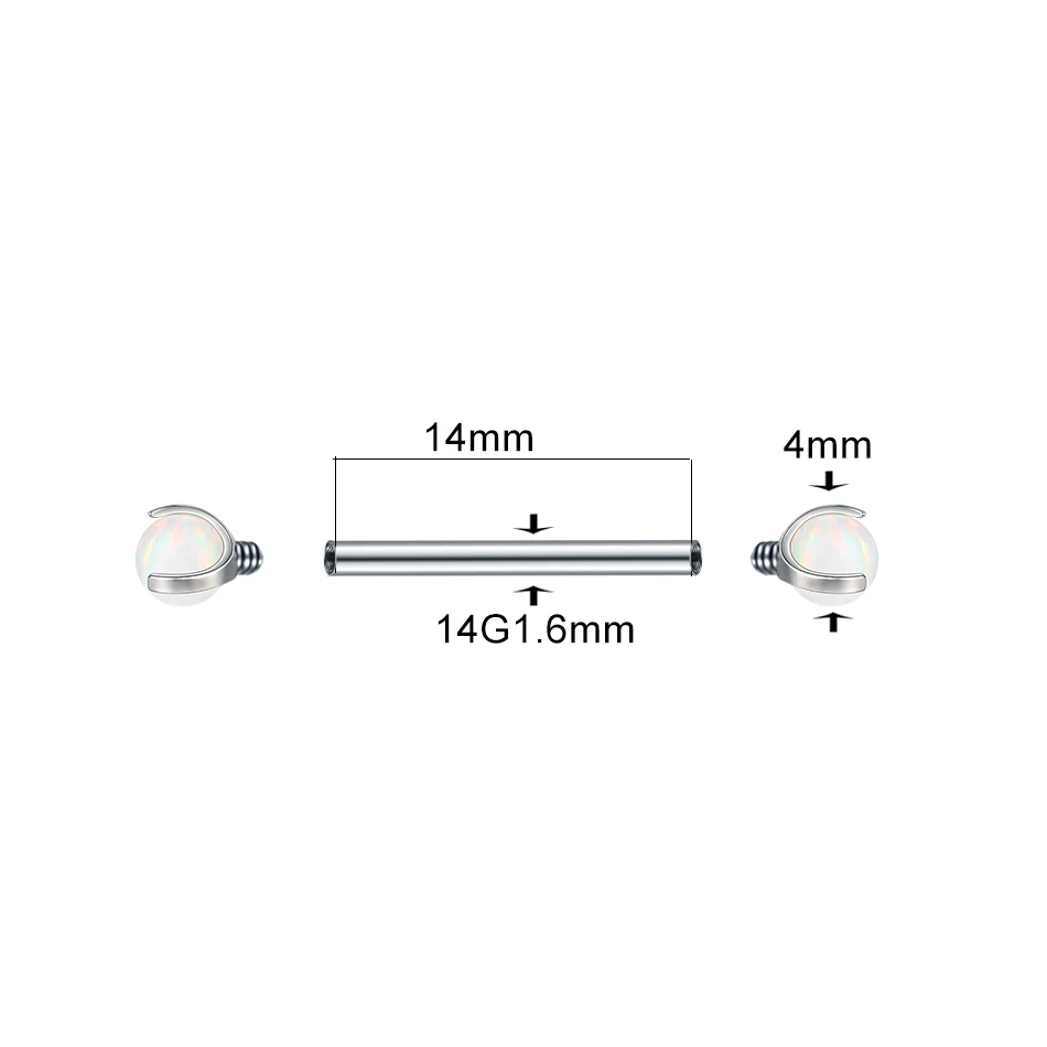 1/5PCS Titanium 14G Claw Opal Nipple Barbell Ring Internally Thread Nipple Shield Bar Mamilo Tongue Piercings Sexy Women Jewelry