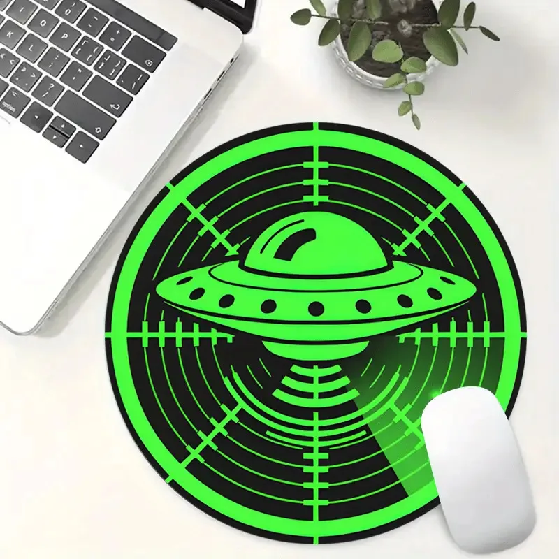 Alien Spaceship Design UFO Circular Mouse Pad Desk Mat Non-Slip mouse mat offices accessories suitable for office and games