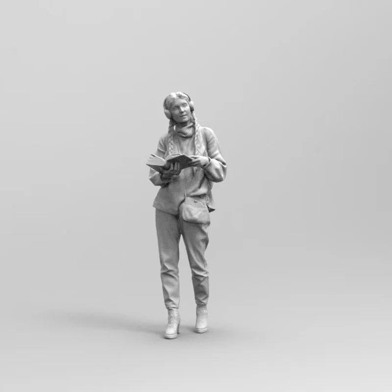 

1/64 Female Students Reading Books Resin Model Figure Gk Micro Miniature 3d Printed White Model Toy Unassembled And Unpainted