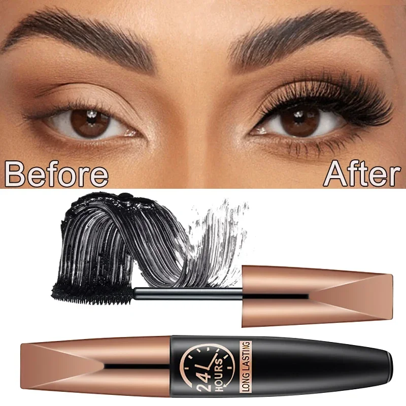 5D Zijdevezel Curling Mascara Waterdicht Natuurlijk Dik Sneldrogend Niet-bloeiende Mascara's Wimpers Verlenging Make-up Cosmetisch