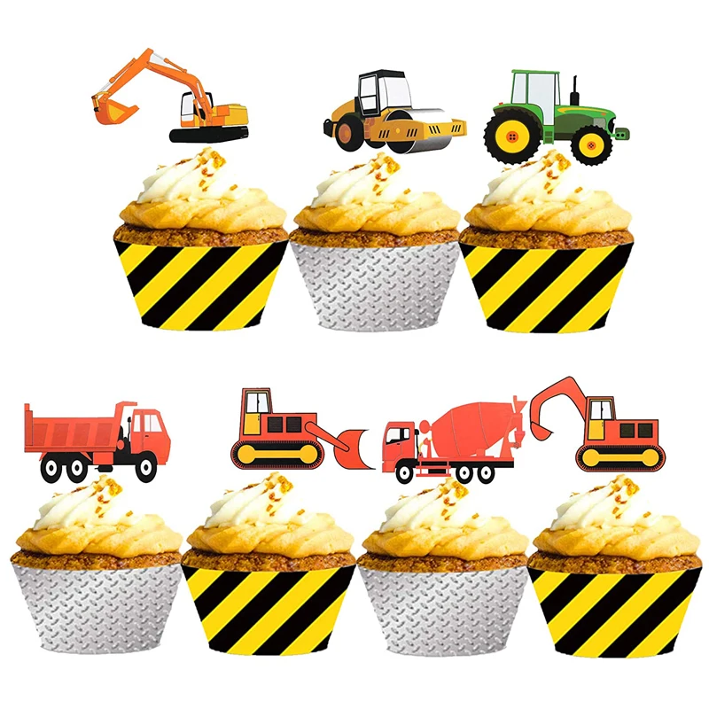 

7Pcs Truck Vehicle Car Excavator Tractor Cupcake Topper Cake Decorations for Kids Girls Boys Baby Shower Birthday Party Supplies