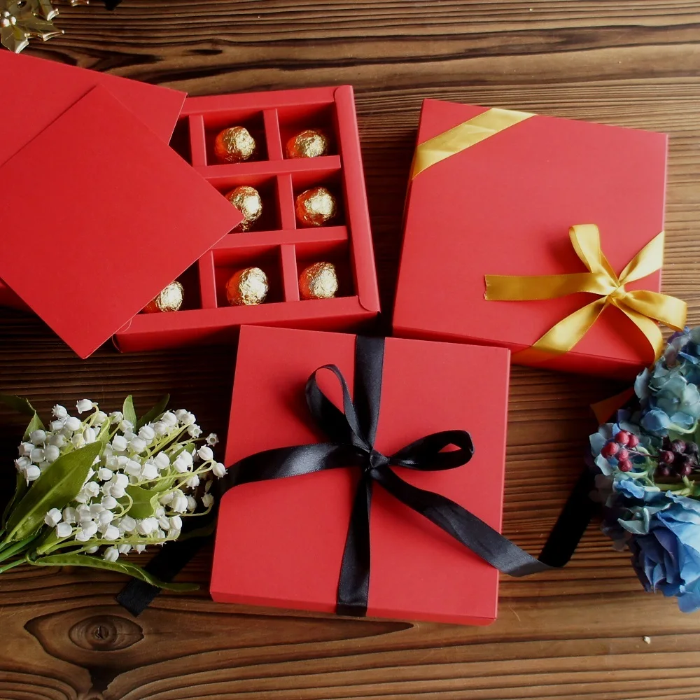 

10set Red Valentine Chocolate Paper Box Design Wedding Christmas Birthday Candy DIY Packaging