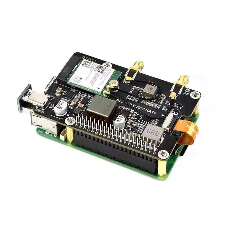 For Raspberry Pi 5 Pcie To M.2 E KEY With Poe HAT+ Expansion Board BE200 Tri-Band Wireless Network Card For RPI 5