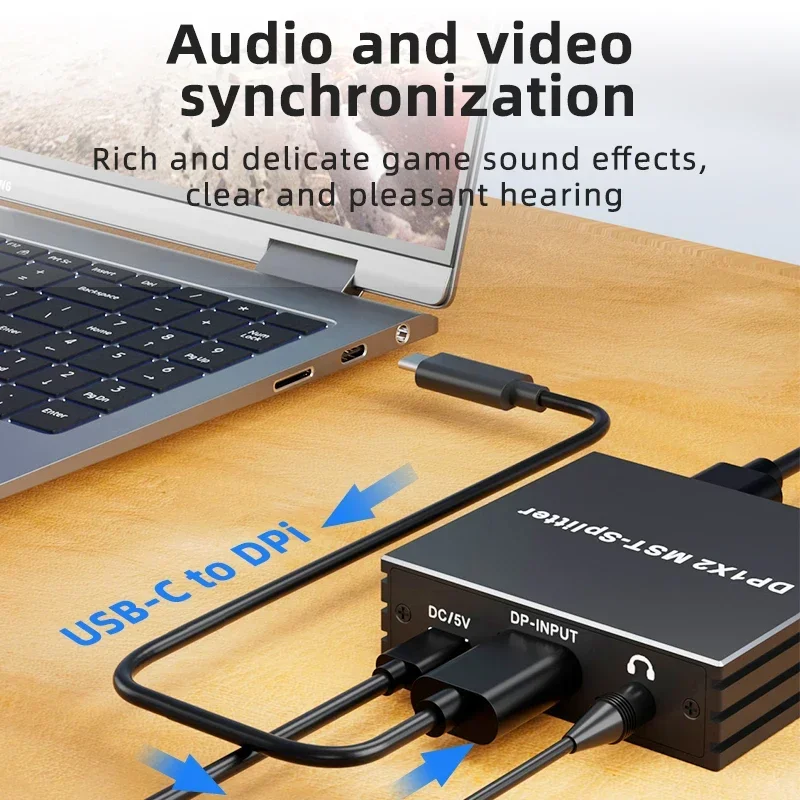 4K 120 هرتز/60 هرتز DisplayPort Splitter 1 In 2 Out DP MST Hub 1x2 تمديد شاشة مزدوجة لبطاقة الفيديو المكتبية إلى شاشة التلفزيون