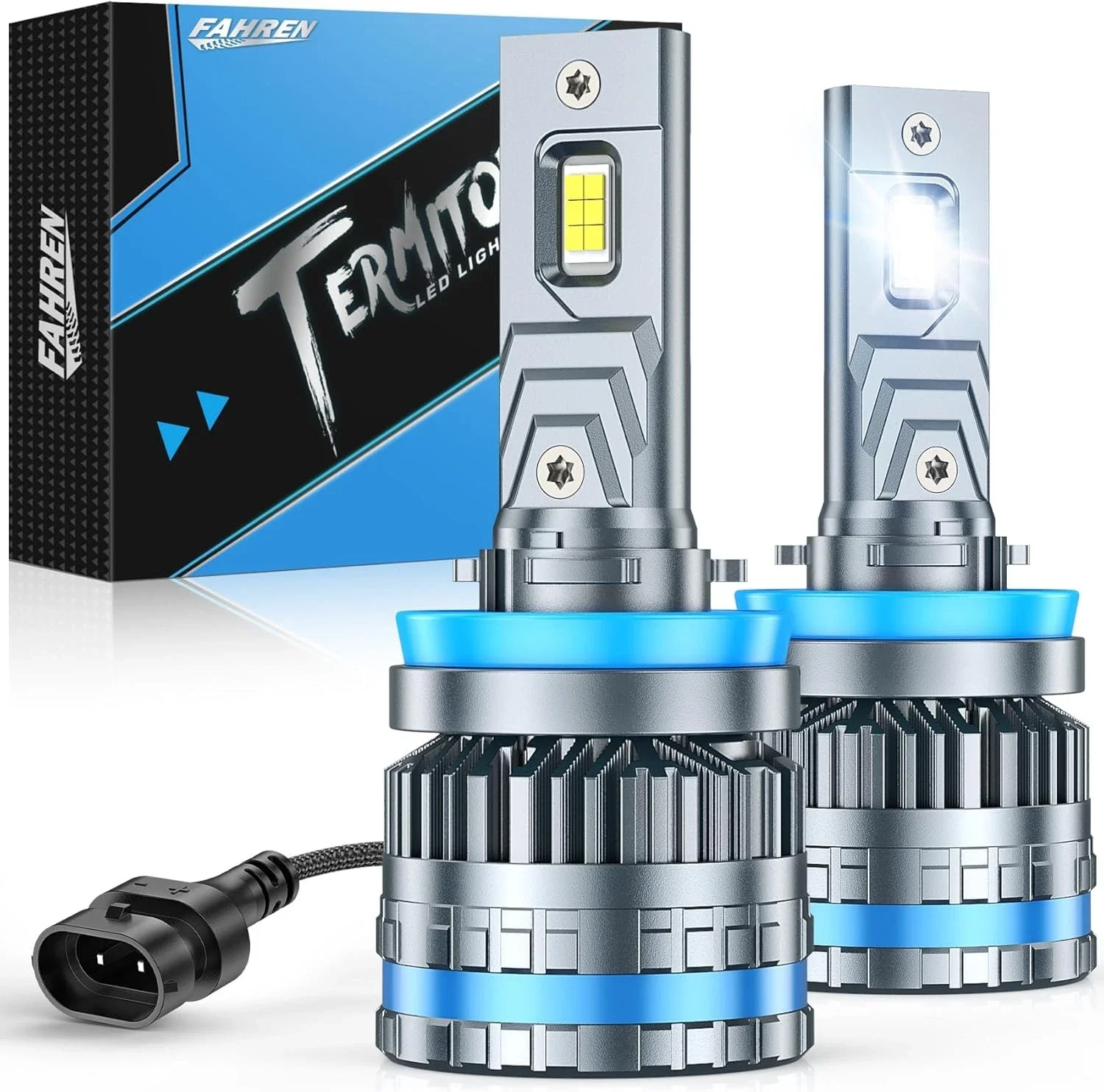 Fahren Termitor H11 H8 H9 H16 LED Headlight Bulbs 200000 Lumens 6500K Super Brighter Cool White  for Offroad Use, Cool White, 2Pcs | True 1:1 Halogen Size, IP68 Waterproof, Long Lifespan, 3-Min Quick Install UTV ATV Off Road Car High Low Fog Lights Beam