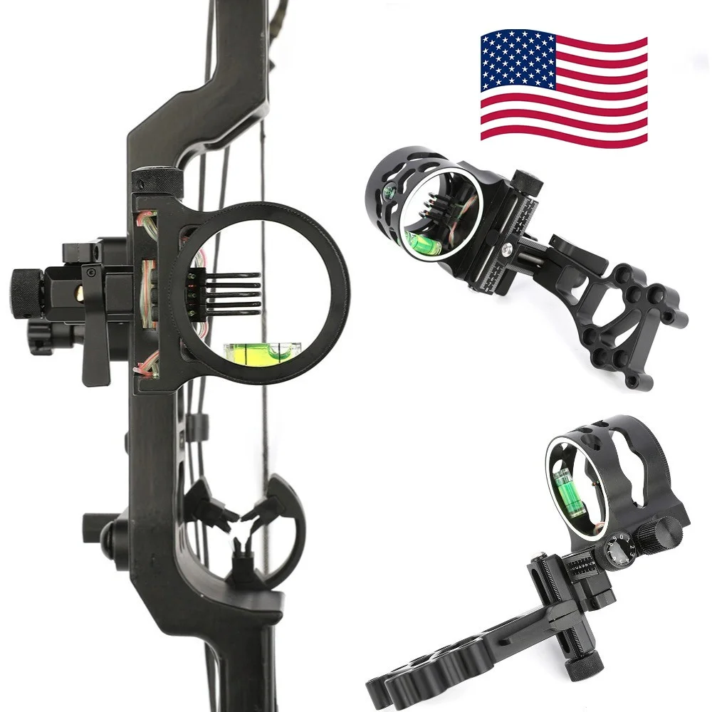 Archery Compound Bow Sight 5 Pin Short Bar Micro Adjustment Up Down Left Right Bow Aiming Tool for Hunting Training Shooting