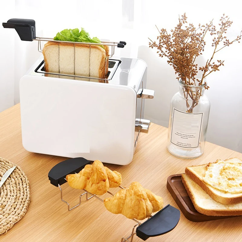 Foldable Bread Warming Rack Stainless Steel Sandwich Holder Cage Anti-scalding Handle Toaster Accessory Kitchen Utensils