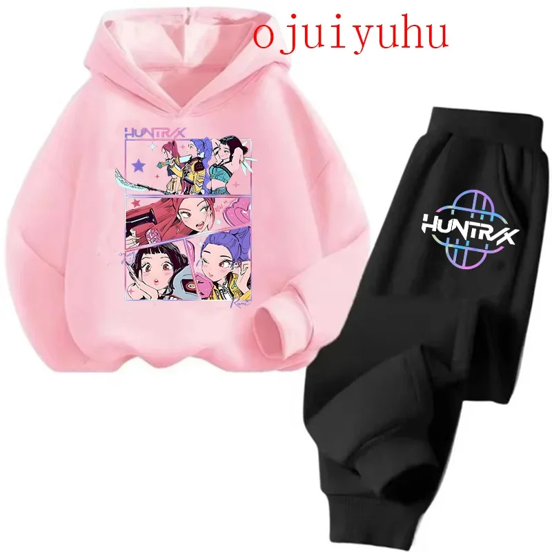 Kpop Demon Hunters Kawaii Pullover Sweatshirt Anime Trucksuit Cartoon Girls Boy Kids ClothesUnisex Sets Children Hoodies