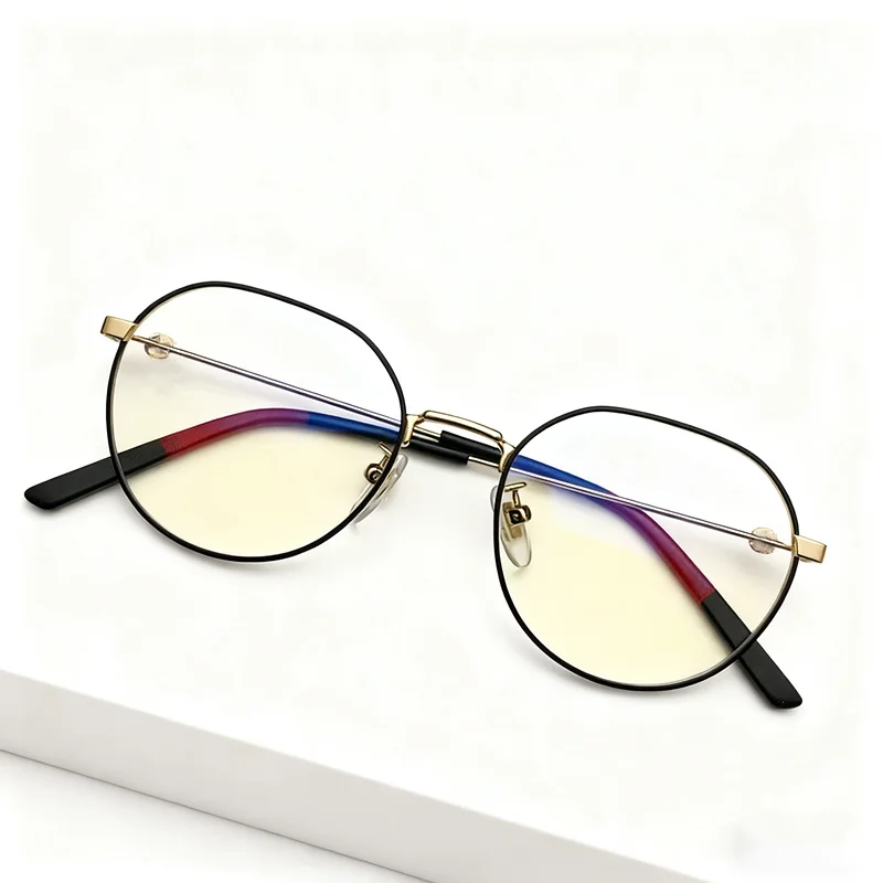 إطار نظارات أنيق للشباب بدون عدسة من الراتنج بدون حافظة 51-19-140 نظارات بحافة معدنية خفيفة الوزن لوصفات طبية #4