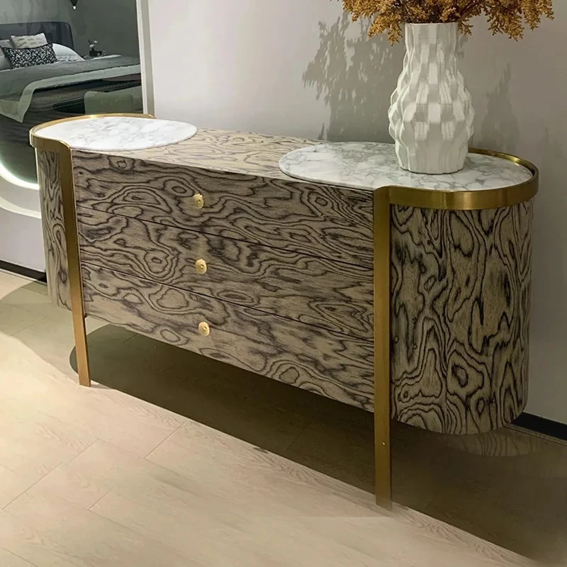 

Light Luxury Marble Porch Cabinet Bedroom Creative Storage Locker Corridor Dining Sideboard Modern Home Art Display Cabinet