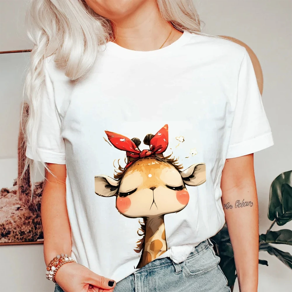 

Hand-Painted Giraffe, Women's T-Shirt, Y2k Graphic Tee, Hand-Painted Bunny Art, Korean Style Summer Top, Oversized Fit 2025