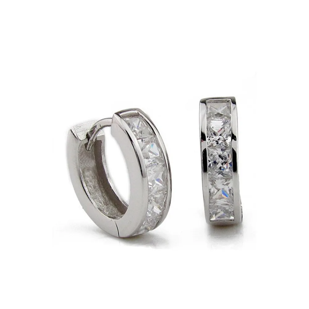 

925 Sterling Silver Simple Cubic Zirconia Earrings For Women Wedding Engagement Party Fashion Charm Ear Clip Jewelry