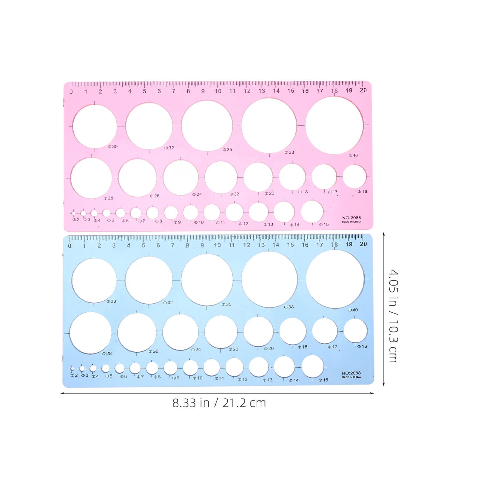 2Pcs Circle Stencil Template Drawing Tools Plastic Geometric Ruler for Office School Architecture Drafting Drawing Aid