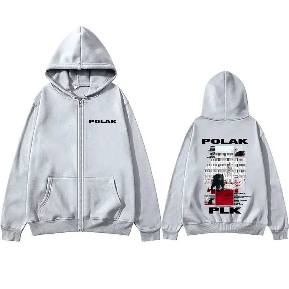 ラッパーPLKポーラックプリントジッパーフーディーメンズヴィンテージカジュアルオーバーサイズジャケットコートメンズレディースヒップホップファッションポップミュージックジップアップフーディー